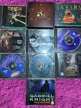 Vinatge 1990s Computer Game Lot Bundle of 10 Shadow Caster Myst Antara +More